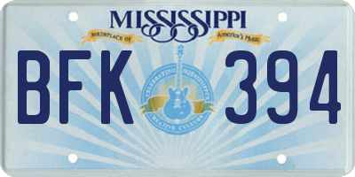MS license plate BFK394