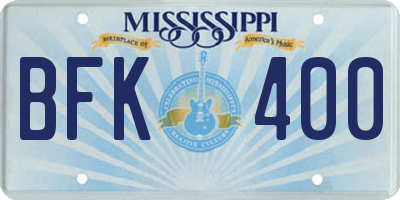 MS license plate BFK400