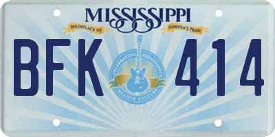 MS license plate BFK414
