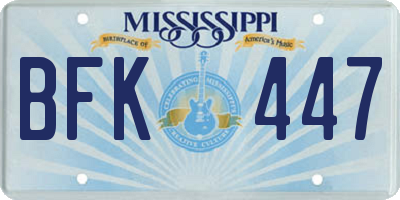 MS license plate BFK447