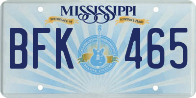 MS license plate BFK465