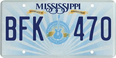 MS license plate BFK470