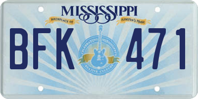 MS license plate BFK471