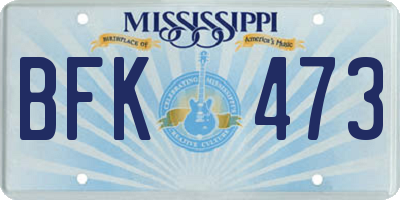 MS license plate BFK473