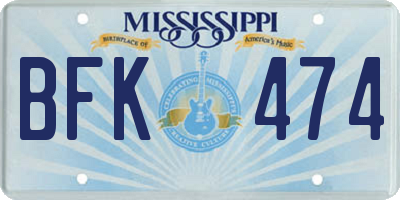 MS license plate BFK474