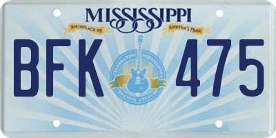 MS license plate BFK475