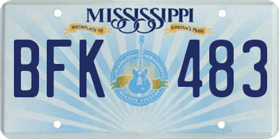 MS license plate BFK483