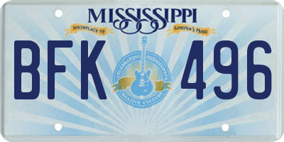 MS license plate BFK496