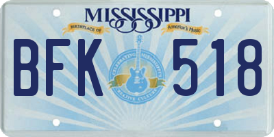 MS license plate BFK518