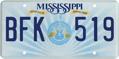 MS license plate BFK519