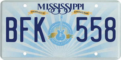 MS license plate BFK558