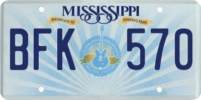 MS license plate BFK570