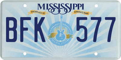 MS license plate BFK577