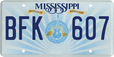 MS license plate BFK607