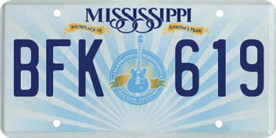 MS license plate BFK619