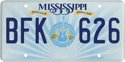 MS license plate BFK626