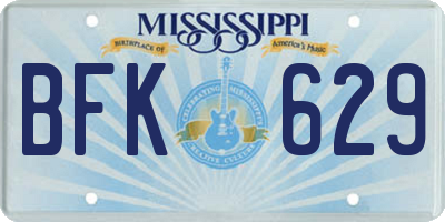 MS license plate BFK629