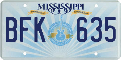 MS license plate BFK635