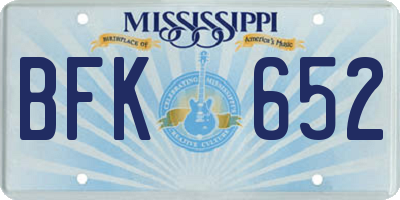 MS license plate BFK652