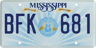 MS license plate BFK681
