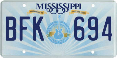 MS license plate BFK694