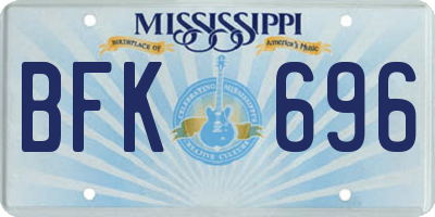 MS license plate BFK696