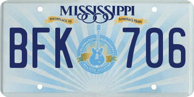 MS license plate BFK706
