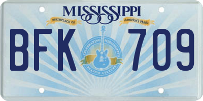 MS license plate BFK709
