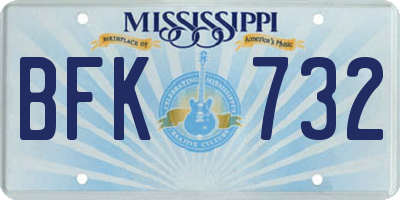 MS license plate BFK732