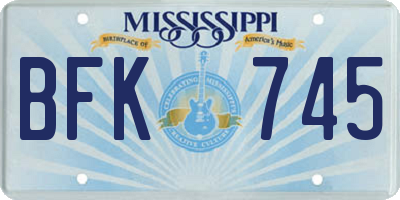 MS license plate BFK745