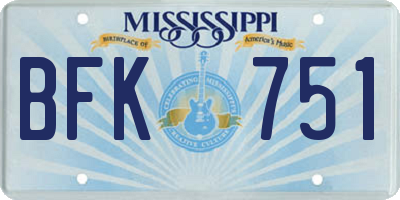 MS license plate BFK751