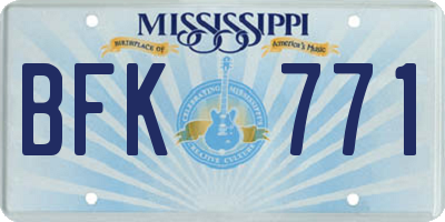 MS license plate BFK771