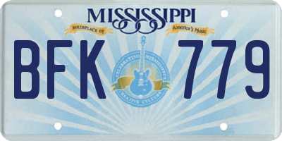 MS license plate BFK779