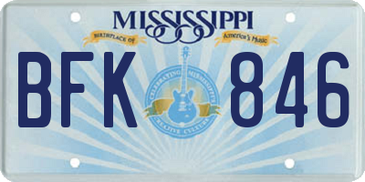 MS license plate BFK846