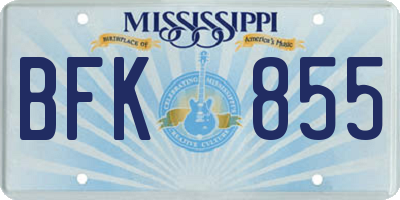 MS license plate BFK855