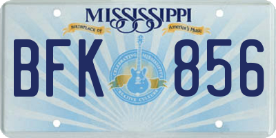 MS license plate BFK856