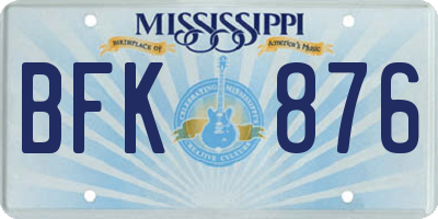MS license plate BFK876