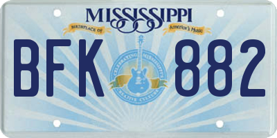 MS license plate BFK882