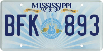 MS license plate BFK893