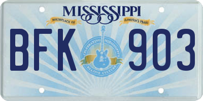 MS license plate BFK903