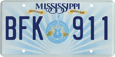 MS license plate BFK911