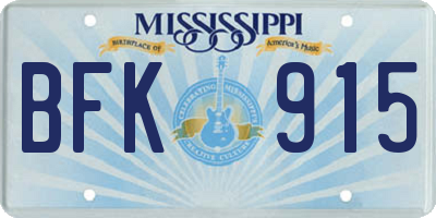 MS license plate BFK915