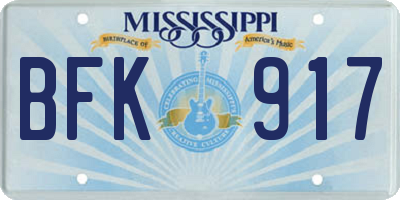 MS license plate BFK917