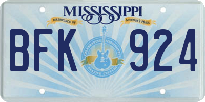 MS license plate BFK924