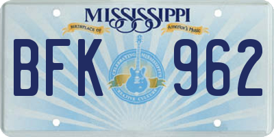 MS license plate BFK962