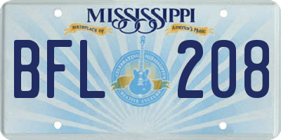 MS license plate BFL208