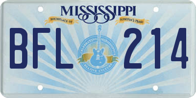 MS license plate BFL214