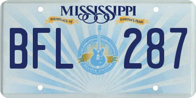 MS license plate BFL287