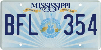 MS license plate BFL354