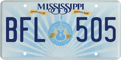 MS license plate BFL505